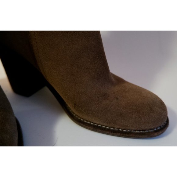 See By Chloé Light Brown Studded Suede Heeled Ankle Boots - Picture 8 of 9